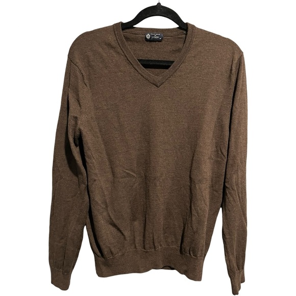 J. Crew Merino Wool V-Neck Chocolate Brown Sweater - Picture 1 of 5